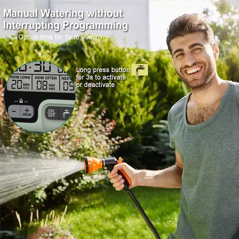 Digital Sprinkler Timer For Garden Hose, Auto & Manual Watering Control For Yard, Lawns A
Digital Sprinkler Timer For Garden Hose, Auto & Manual Watering Control For Yard, Lawns A