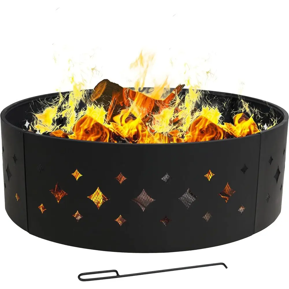 36-Inch Outdoor ire Pit Ring with Poker - Round Heavy-Duty Steel ire Ring or Camping or Backyard - Diamond - 10" H
36-Inch Outdoor ire Pit Ring with Poker - Round Heavy-Duty Steel ire Ring or Camping or Backyard - Diamond - 10" H