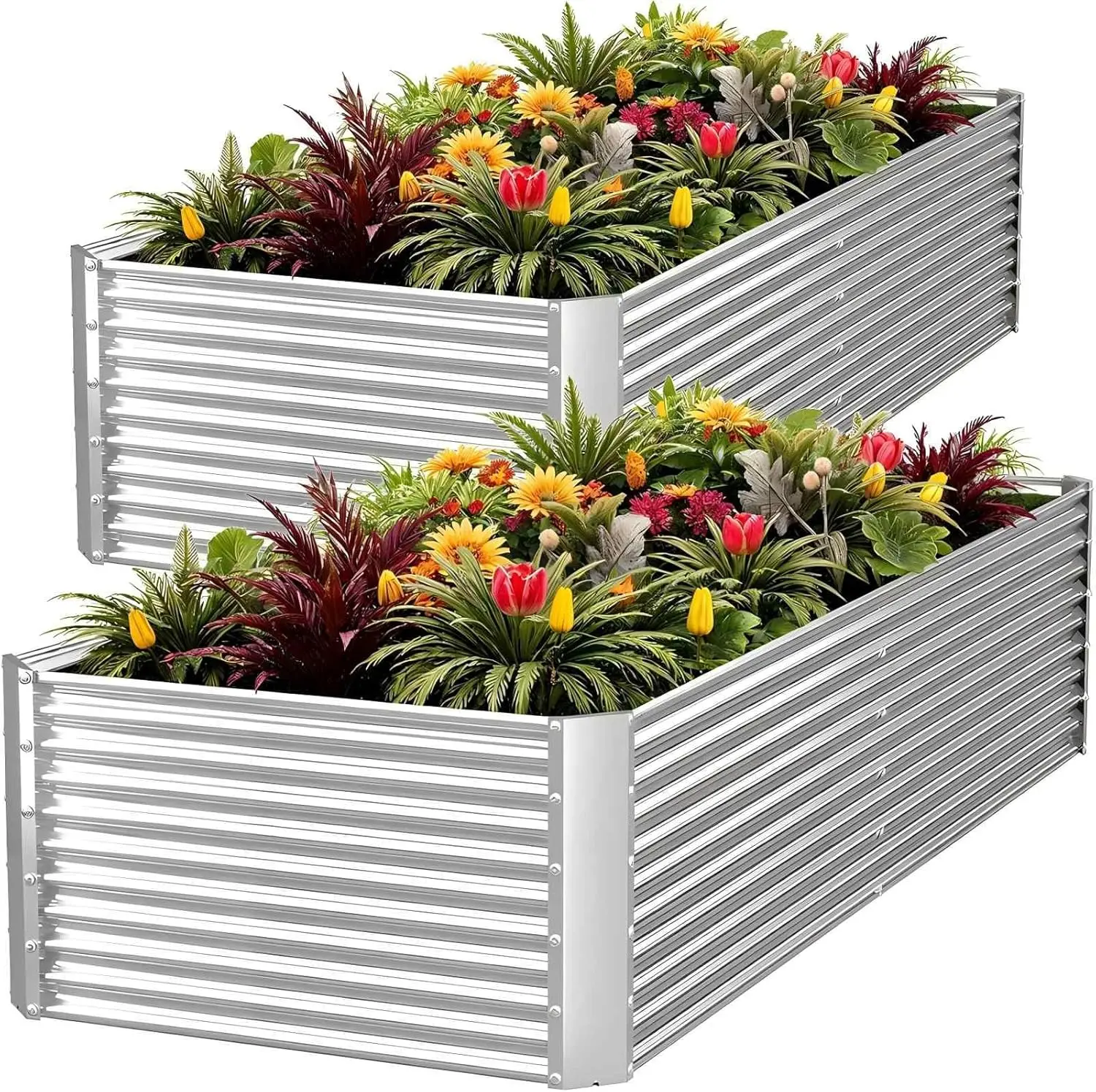 2-Pack Tall 8x4ft Galvanized Steel Raised Garden Bed for Outdoor Vegetables, Flowers, and Gardening
2-Pack Tall 8x4ft Galvanized Steel Raised Garden Bed for Outdoor Vegetables, Flowers, and Gardening