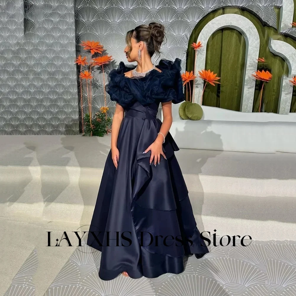 LAYXHS Elegant Off The Shoulder Evening Dresses Navy Blue A Line Ruffle Women Party Prom Dresses Customized فساتين سهرات
LAYXHS Elegant Off The Shoulder Evening Dresses Navy Blue A Line Ruffle Women Party Prom Dresses Customized فساتين سهرات