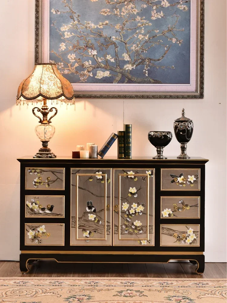 New Chinese Style Solid Wood Living Room Entrance Door Decoration Storage Hall Cabinet
New Chinese Style Solid Wood Living Room Entrance Door Decoration Storage Hall Cabinet
