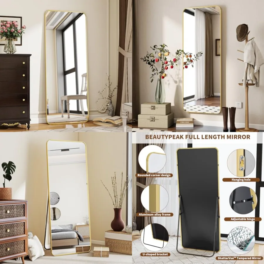 Full Length Mirror, 56"x21" Rounded Corner Floor Mirror Standing Hanging or Leaning Against Wall, Suitable for Bedroom or Dress
Full Length Mirror, 56"x21" Rounded Corner Floor Mirror Standing Hanging or Leaning Against Wall, Suitable for Bedroom or Dress