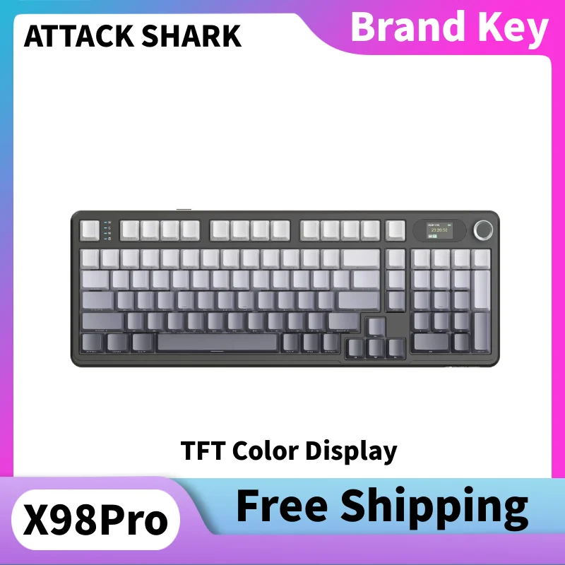 Attack Shark X98PRO 3-mode Wireless Mechanical Keyboard Full Key Hot-swappable TFT Color Display Rotary Knob Wired Keyboard
Attack Shark X98PRO 3-mode Wireless Mechanical Keyboard Full Key Hot-swappable TFT Color Display Rotary Knob Wired Keyboard