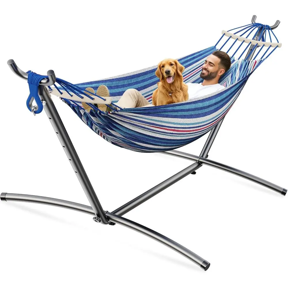 Durable 2-Person Portable Hammock, 500 lbs Capacity, Ideal for Indoor and Outdoor Use, with Carry Bag, Navy Blue
Durable 2-Person Portable Hammock, 500 lbs Capacity, Ideal for Indoor and Outdoor Use, with Carry Bag, Navy Blue