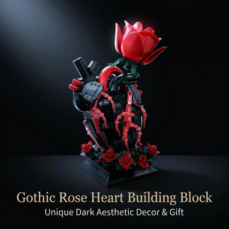 Dark Heart Rose Building Blocks Kit, Gothic Aesthetic Anatomy Heart with Red Rose, 765PCS Collectible Display Model, Home Office
Dark Heart Rose Building Blocks Kit, Gothic Aesthetic Anatomy Heart with Red Rose, 765PCS Collectible Display Model, Home Office