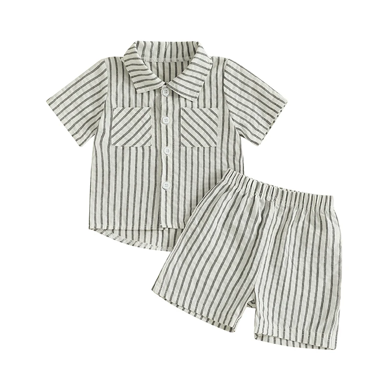 Toddler Baby Boy Shorts Set Striped Collared Short Sleeve Button-up Tops Elastic Waist Striped Shorts 2Pcs Summer Clothes Set
Toddler Baby Boy Shorts Set Striped Collared Short Sleeve Button-up Tops Elastic Waist Striped Shorts 2Pcs Summer Clothes Set