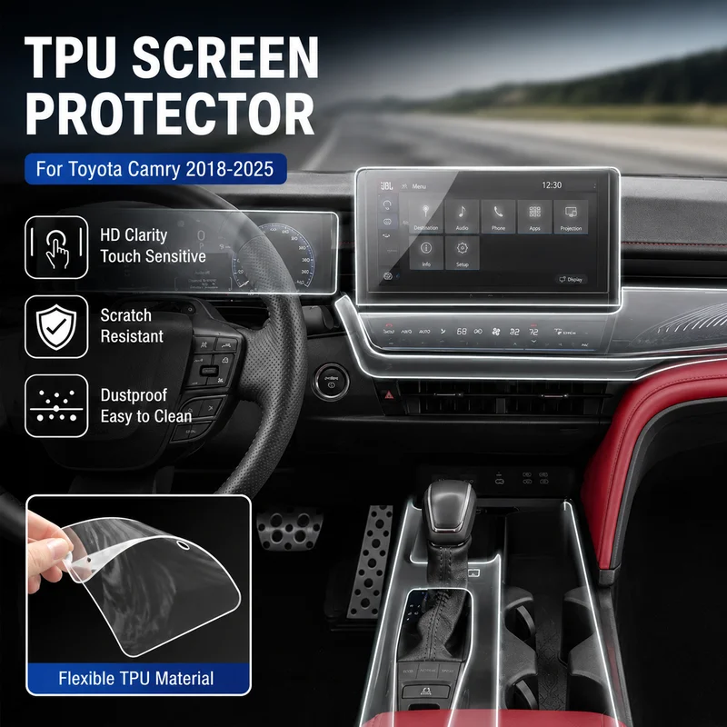 TPU Screen Protector Film for Toyota Camry 2018-2025, HD Transparent Touchscreen Cover for Infotainment Display
TPU Screen Protector Film for Toyota Camry 2018-2025, HD Transparent Touchscreen Cover for Infotainment Display