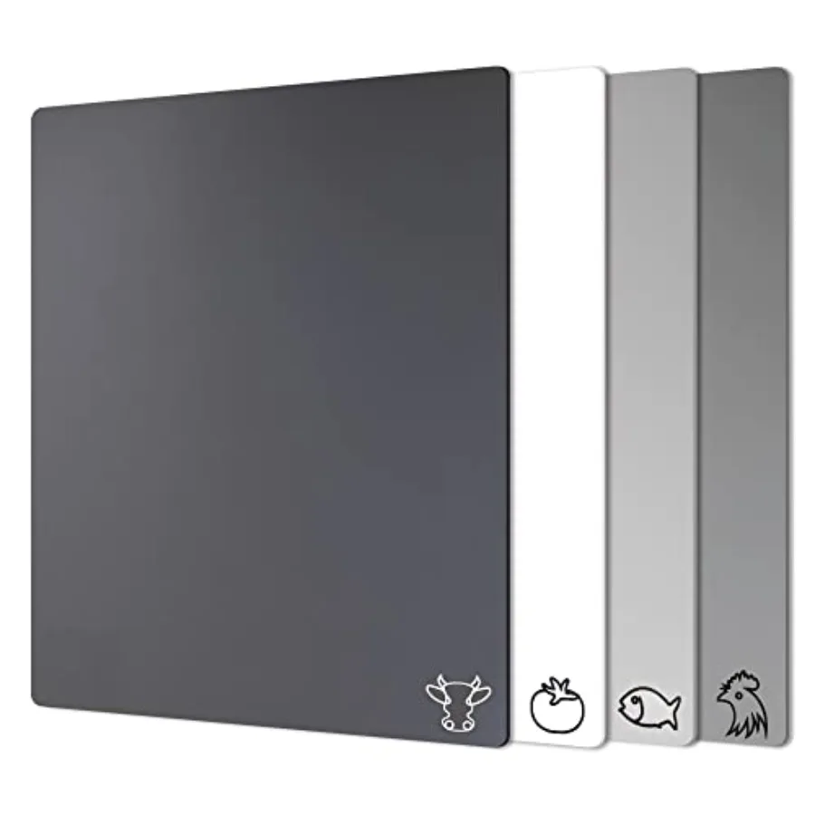 Plastic Cutting Boards with Food Icons, Flexible Cutting Mats, Set of 4, BPA-Free, Non-Porous, Non-slip Back and Dishwasher Saf
Plastic Cutting Boards with Food Icons, Flexible Cutting Mats, Set of 4, BPA-Free, Non-Porous, Non-slip Back and Dishwasher Saf