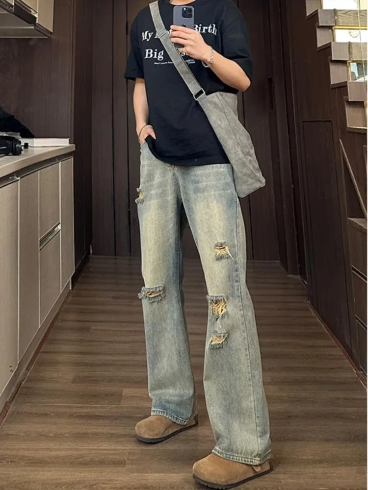 Foufurieux Summer Ripped Denim Jeans Men Washed Vintage Personality Wide Leg Pants High Street Hip-Hop Harajuku Male Trousers
Foufurieux Summer Ripped Denim Jeans Men Washed Vintage Personality Wide Leg Pants High Street Hip-Hop Harajuku Male Trousers