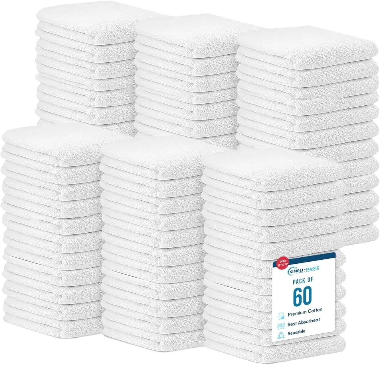 Cotton Towels 14'x17' (60 Pack) – Highly Absorbent Soft Cleaning Rags – Commercial Cloth for Kitchen, Bar, Restaurant (White)
Cotton Towels 14'x17' (60 Pack) – Highly Absorbent Soft Cleaning Rags – Commercial Cloth for Kitchen, Bar, Restaurant (White)