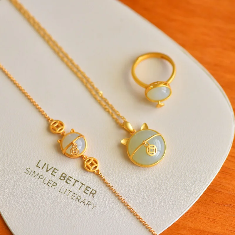 Hetian Белый Нефрит Круглая Поверхность Подвеска Браслет Кольцо S925 Серебряный Антикварный Набор
Hetian Белый Нефрит Круглая Поверхность Подвеска Браслет Кольцо S925 Серебряный Антикварный Набор