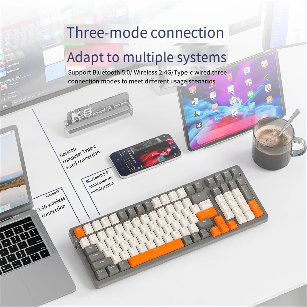 CMB-p100 Механическая клавиатура с клавишами 2,4G Bluetooth Беспроводная клавиатура Прокладка Структура Беспроводная механическая
CMB-p100 Механическая клавиатура с клавишами 2,4G Bluetooth Беспроводная клавиатура Прокладка Структура Беспроводная механическая