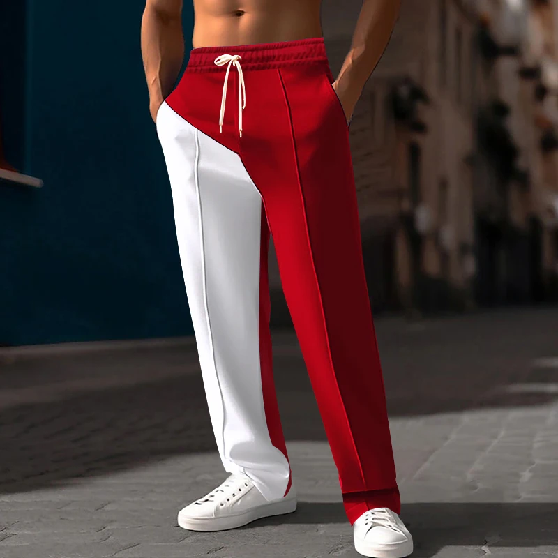 Men's fashion color blocked drawstring sports pants loose fit straight leg spring and autumn street casual
Men's fashion color blocked drawstring sports pants loose fit straight leg spring and autumn street casual