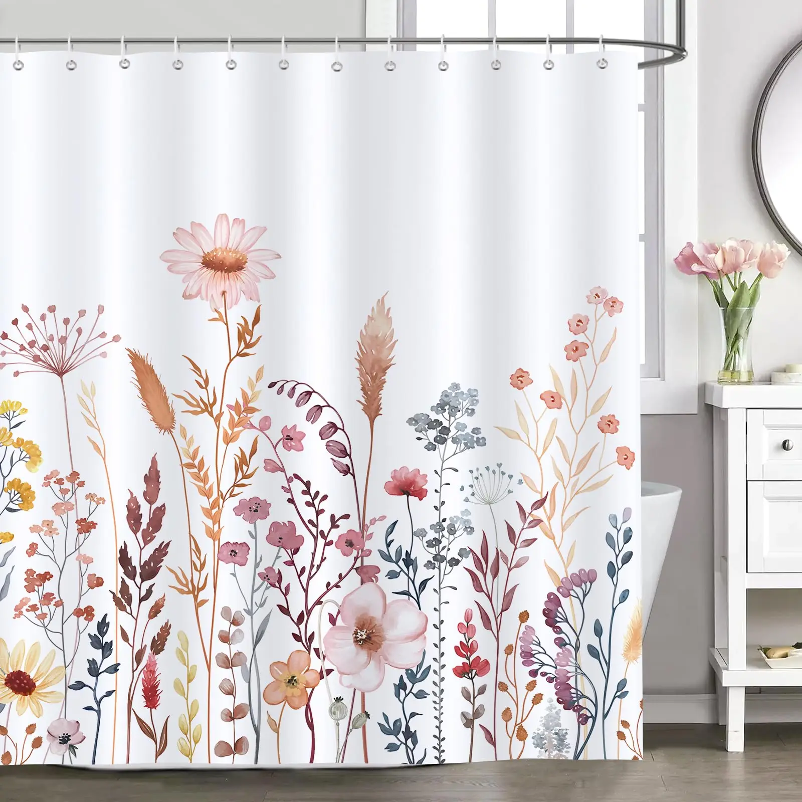 Watercolor Flower Shower Curtain Spring Floral Bath Curtain Waterproof Colorful Wildflower Plant Bathroom Curtain with Hooks
Watercolor Flower Shower Curtain Spring Floral Bath Curtain Waterproof Colorful Wildflower Plant Bathroom Curtain with Hooks