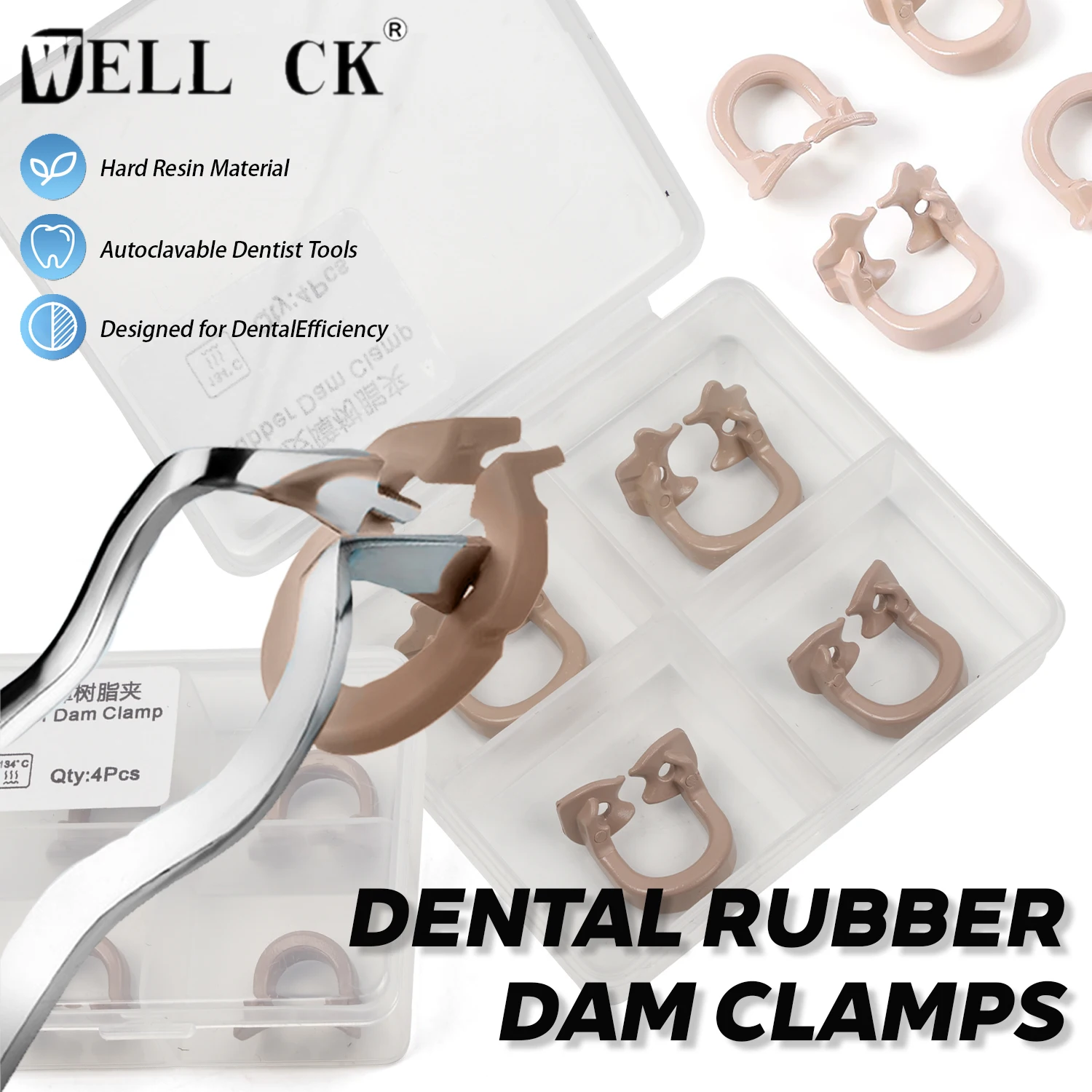 WELLCK 4Pcs/Box Dental Rubber Dam Clamps Barrier Clips Resin Clip Autoclavable 134°C Large/ Small Dental Material Dentist Tools
WELLCK 4Pcs/Box Dental Rubber Dam Clamps Barrier Clips Resin Clip Autoclavable 134°C Large/ Small Dental Material Dentist Tools