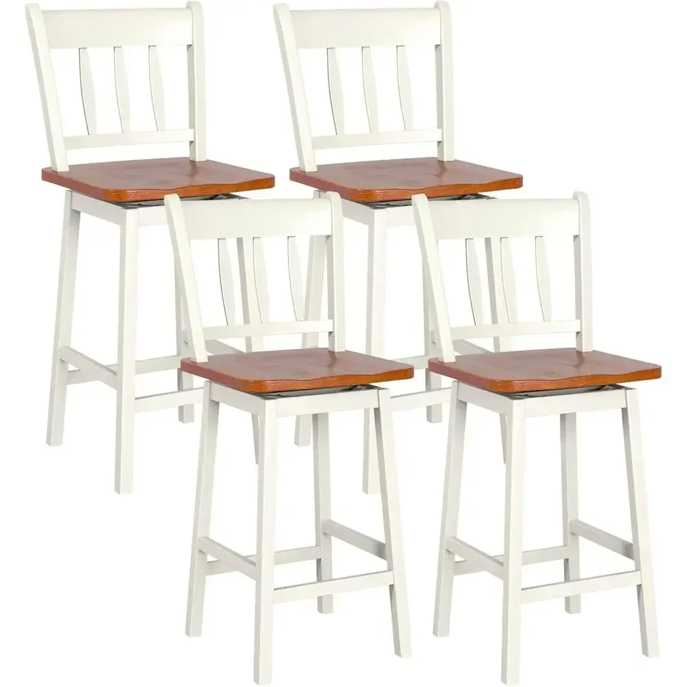 Set of 4, 24.5 Swivel Rubberwood Bar Stools with Backrest, Ideal for Kitchen Island and Counter, White
Set of 4, 24.5 Swivel Rubberwood Bar Stools with Backrest, Ideal for Kitchen Island and Counter, White