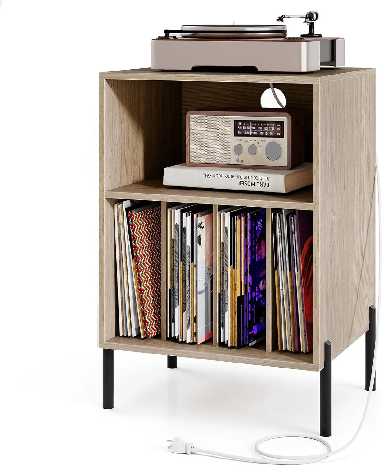Record Player Stand with Charging Station and Storage Cabinet, Holds Up to 150 Vinyl Albums for Living Room
Record Player Stand with Charging Station and Storage Cabinet, Holds Up to 150 Vinyl Albums for Living Room