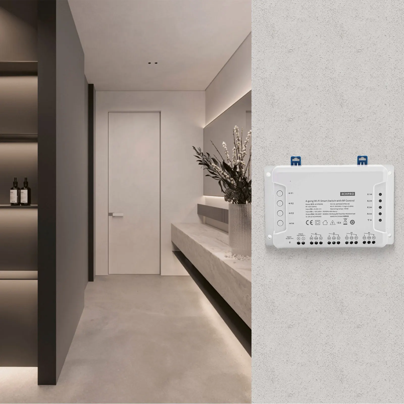 4CH PRO R3 4 Gang Wireless Switch with 433MHz RF Remote Control Network Integration Timer Functions and Voice Support
4CH PRO R3 4 Gang Wireless Switch with 433MHz RF Remote Control Network Integration Timer Functions and Voice Support