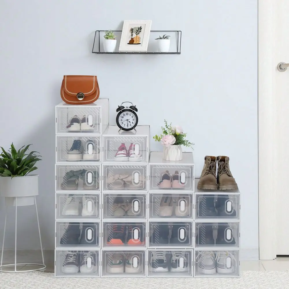 Shoe Storage Boxes 12 Pack Clear Plastic Stackable White
Shoe Storage Boxes 12 Pack Clear Plastic Stackable White