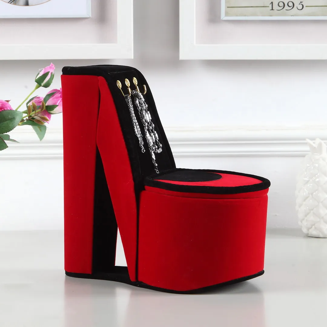 9" Tall Display Jewelry Box with Hooks, High Heel Shoe Design, Red Velvet
9" Tall Display Jewelry Box with Hooks, High Heel Shoe Design, Red Velvet