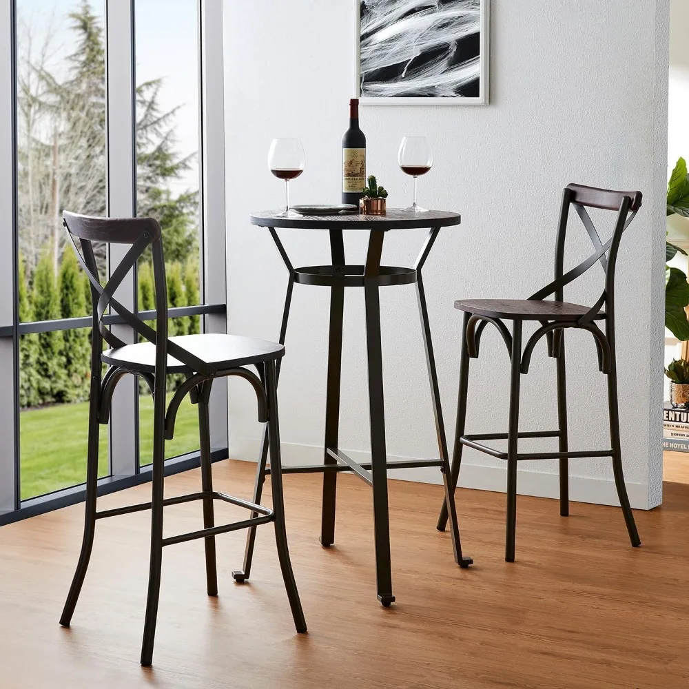 3 Pieces Rustic Steel Round Bar Table and Bar Stools with High Backest Set Dining Table and Chairs Set for Breakfast Living Roo
3 Pieces Rustic Steel Round Bar Table and Bar Stools with High Backest Set Dining Table and Chairs Set for Breakfast Living Roo