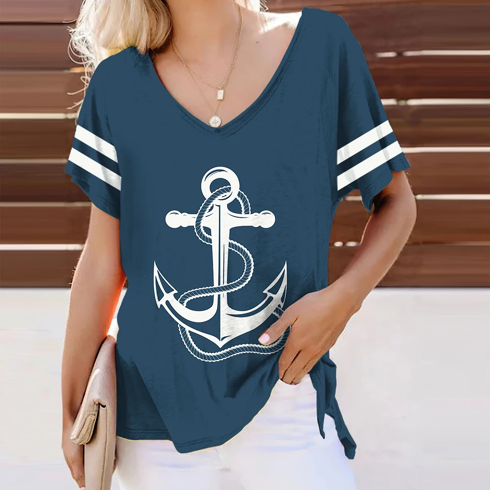 2024 New Women T-shirt Anchor Print Oversized Blouse Women's Trending Clothing Fashion Short Sleeve Shirt Women V-Neck Blouse
2024 New Women T-shirt Anchor Print Oversized Blouse Women's Trending Clothing Fashion Short Sleeve Shirt Women V-Neck Blouse