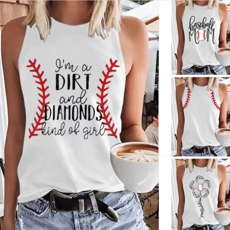 Summer Women's Sleeveless Vest Baseballmom Baseball Printed T-shirt Hjump Sports Equipment
Summer Women's Sleeveless Vest Baseballmom Baseball Printed T-shirt Hjump Sports Equipment