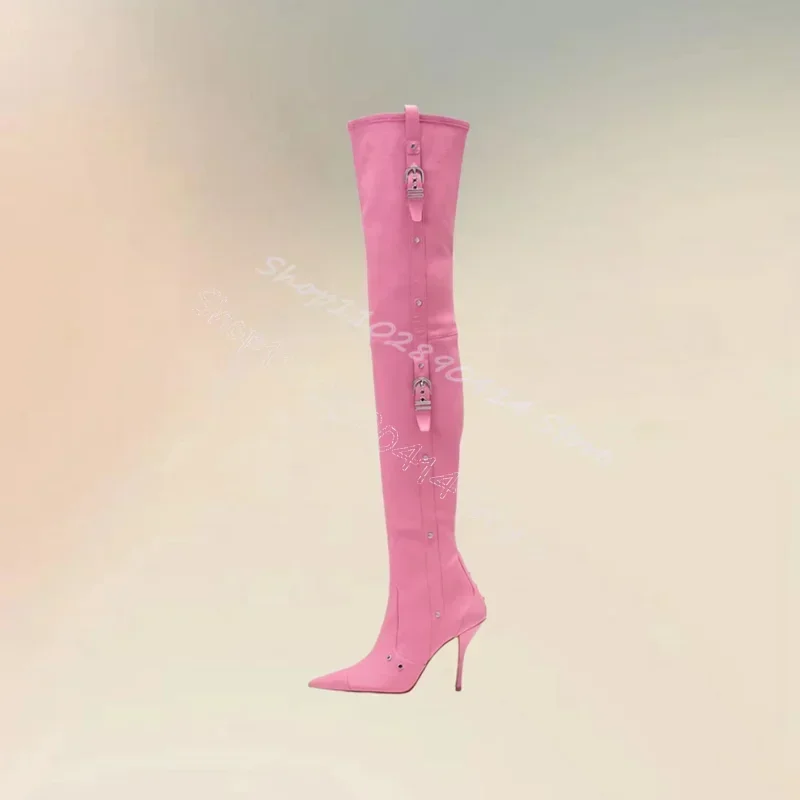 Pink Belt Fastener Buckle Pointed Toe Boots Slip On Women Shoes Thin High Heels Fashion Party Banquet 2024 Zapatos Para Mujere
Pink Belt Fastener Buckle Pointed Toe Boots Slip On Women Shoes Thin High Heels Fashion Party Banquet 2024 Zapatos Para Mujere