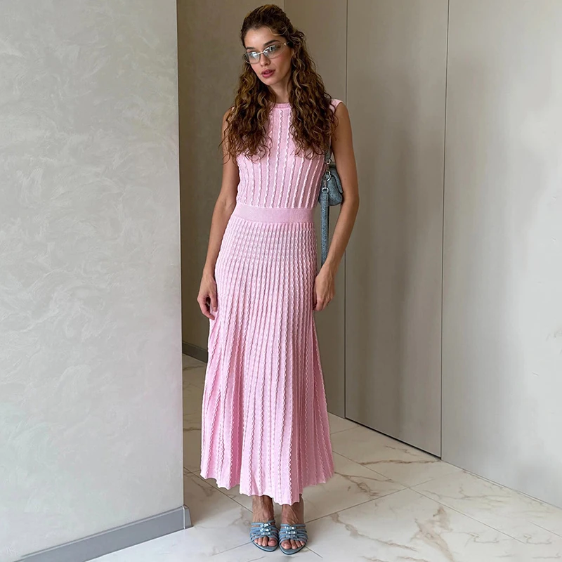Tornova Fashion Knitted Vest Dress Women's Sleeveless O Neck Pleated Long Dress Elegant Commuting Party Clothes High Waist Slim
Tornova Fashion Knitted Vest Dress Women's Sleeveless O Neck Pleated Long Dress Elegant Commuting Party Clothes High Waist Slim