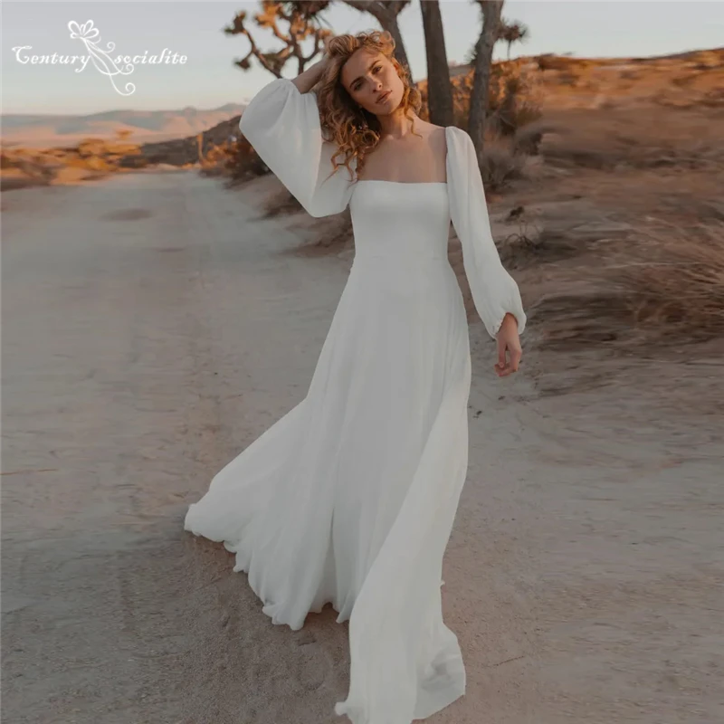 Boho Wedding Dress 2023 Square Neckline Backless Lantern Sleeves A-Line Chiffon Bridal Dress Simple Wedding Gown Robe de mariee
Boho Wedding Dress 2023 Square Neckline Backless Lantern Sleeves A-Line Chiffon Bridal Dress Simple Wedding Gown Robe de mariee