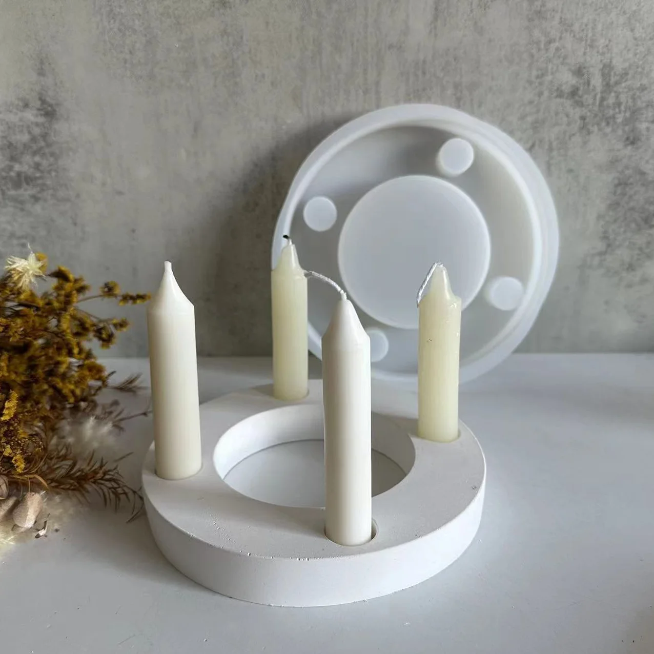 4 Holes Candlestick Holder Silicone Mold DIY Plaster Round Candlestick Ornament Silicone Mold Home Decorations
4 Holes Candlestick Holder Silicone Mold DIY Plaster Round Candlestick Ornament Silicone Mold Home Decorations