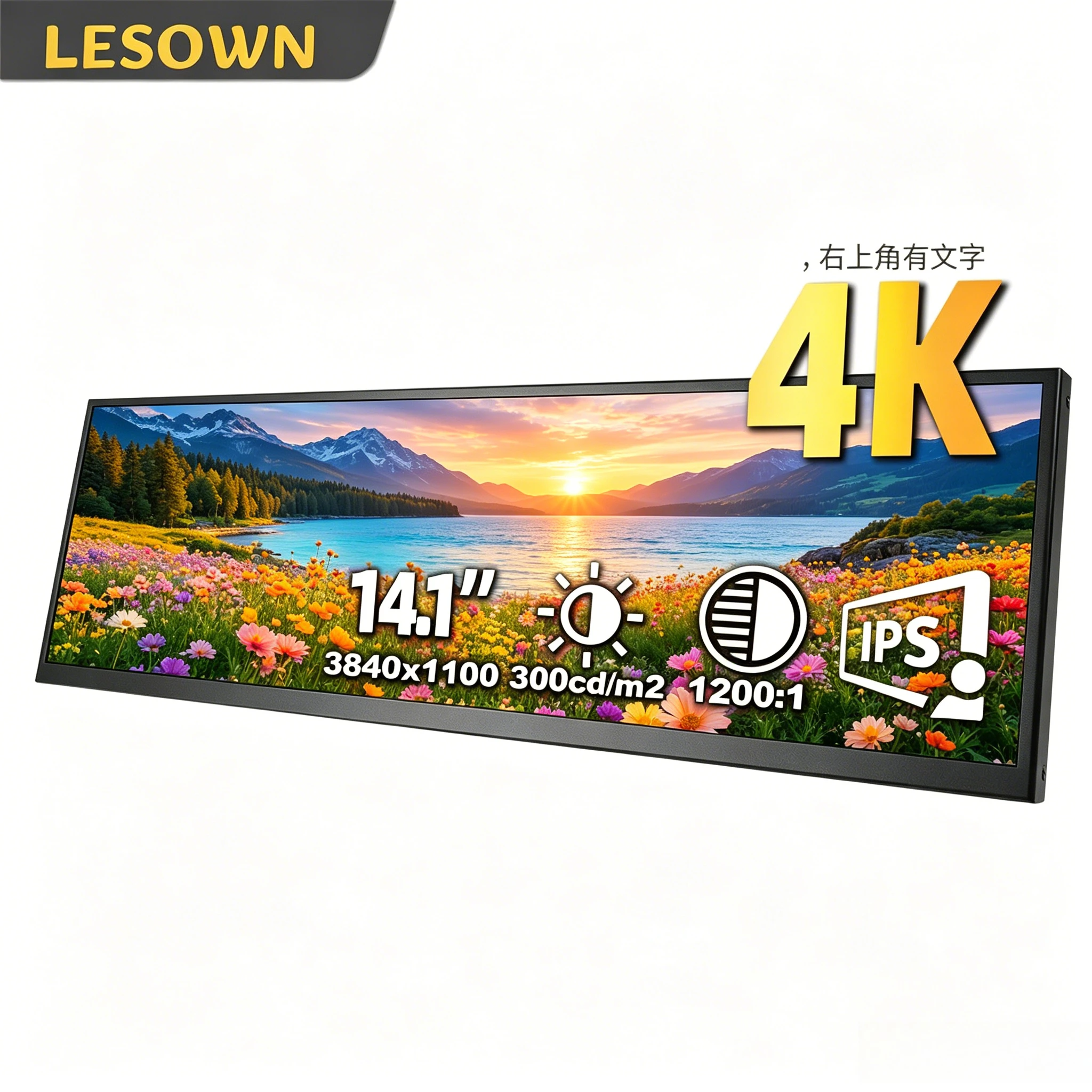 LESOWN 14.1" USB C Bar Display Portable Monitor 3840x1100 Horizontal Stretch Screen External Secondary Monitor for Excel Work
LESOWN 14.1" USB C Bar Display Portable Monitor 3840x1100 Horizontal Stretch Screen External Secondary Monitor for Excel Work