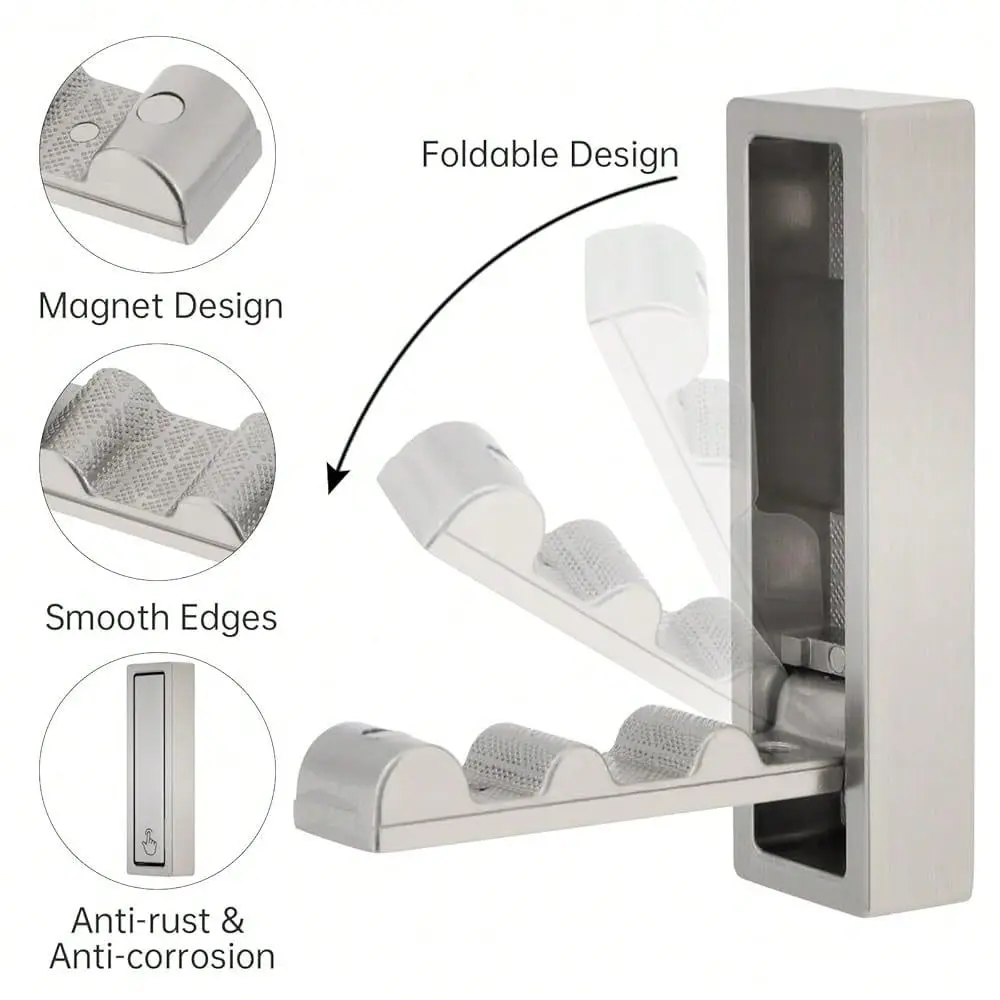 Square Folding Wall Hooks, Brushed Nickel Foldable Coat Hooks, Heavy Duty Zinc Alloy No Rust Fold Up Hooks For Coat, Towel, Key
Square Folding Wall Hooks, Brushed Nickel Foldable Coat Hooks, Heavy Duty Zinc Alloy No Rust Fold Up Hooks For Coat, Towel, Key