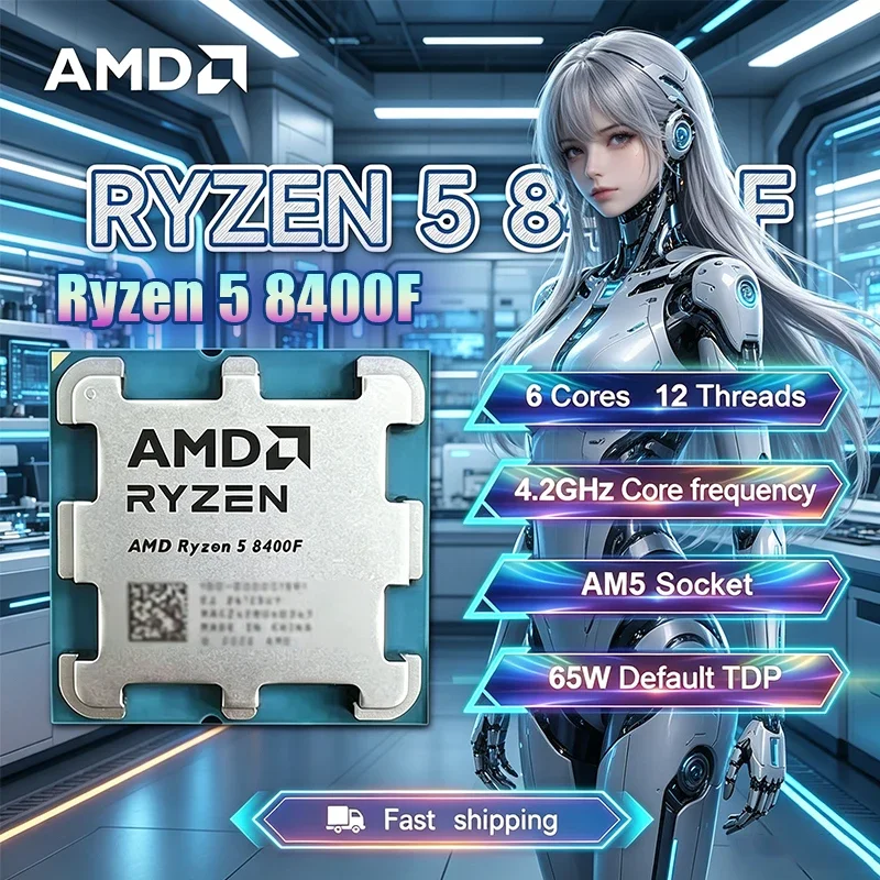 AMD Ryzen 5 8400F New R5 8400F 6 Cores 12 Threads 4.2GHz Desktop computer processor with AM5 Socket CPU but without fan
AMD Ryzen 5 8400F New R5 8400F 6 Cores 12 Threads 4.2GHz Desktop computer processor with AM5 Socket CPU but without fan