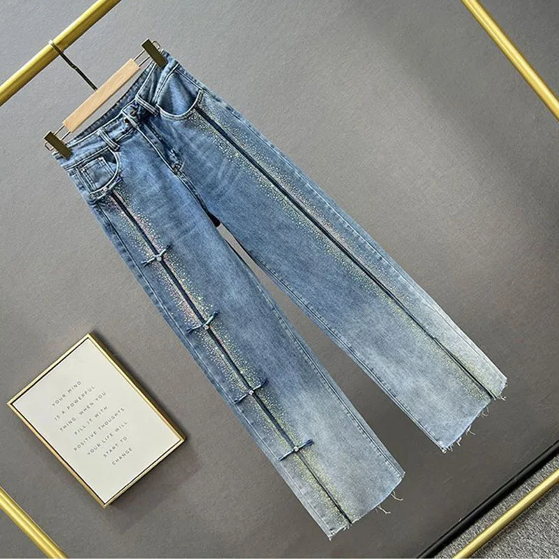 Women Jeans Spring Autumn High Waist Korean Wide-leg Denim Pants Korean Loose Fashion Hot Diamond Straight Cowboy Pants
Women Jeans Spring Autumn High Waist Korean Wide-leg Denim Pants Korean Loose Fashion Hot Diamond Straight Cowboy Pants