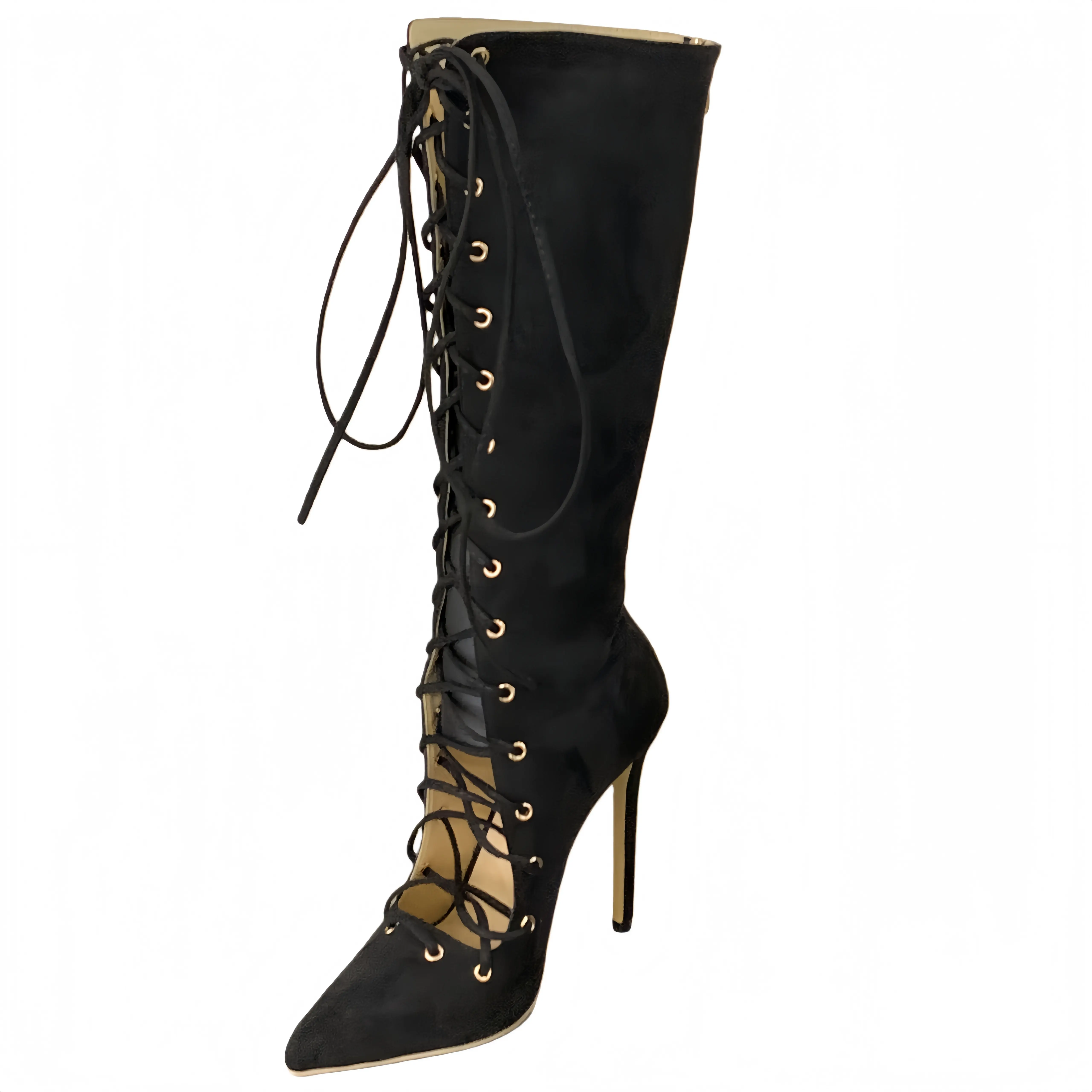 Femme Arc Women Black Suede Knee-High Boots - Lace-Up Pointed Toe Stiletto Heels Size 35-42
Femme Arc Women Black Suede Knee-High Boots - Lace-Up Pointed Toe Stiletto Heels Size 35-42
