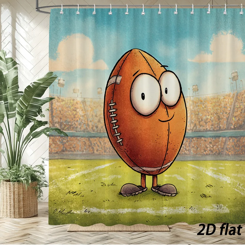 Cute Cartoon American Football Shower Curtain, Funny Sports Ball Character, Kids Bathroom Decor, Waterproof Polyester Fabric
Cute Cartoon American Football Shower Curtain, Funny Sports Ball Character, Kids Bathroom Decor, Waterproof Polyester Fabric