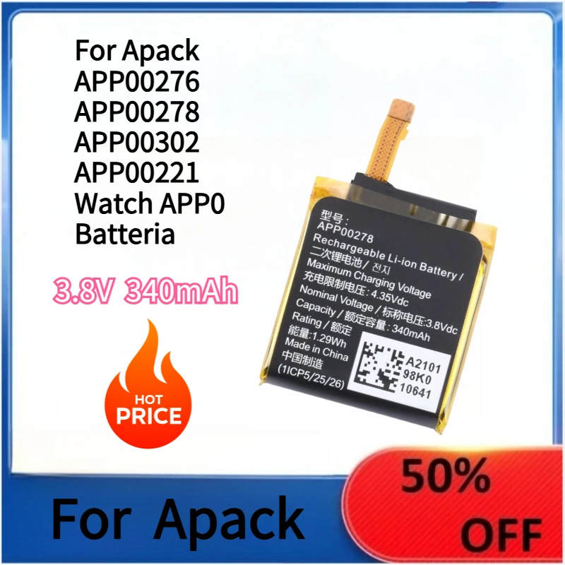 Replacement battery for Apack APP00276 Watch/Apack APP00221 Watch/Apack APP0
Replacement battery for Apack APP00276 Watch/Apack APP00221 Watch/Apack APP0
