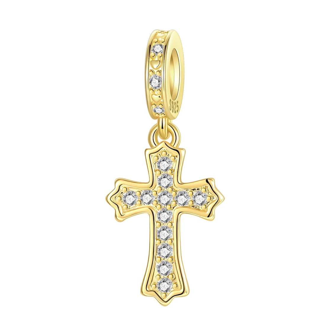 925 Sterling Silver Charm CZ Gold Cross Christian Blessing Pendant for Women Fit Original Bracelet Necklace DIY Accessories
925 Sterling Silver Charm CZ Gold Cross Christian Blessing Pendant for Women Fit Original Bracelet Necklace DIY Accessories