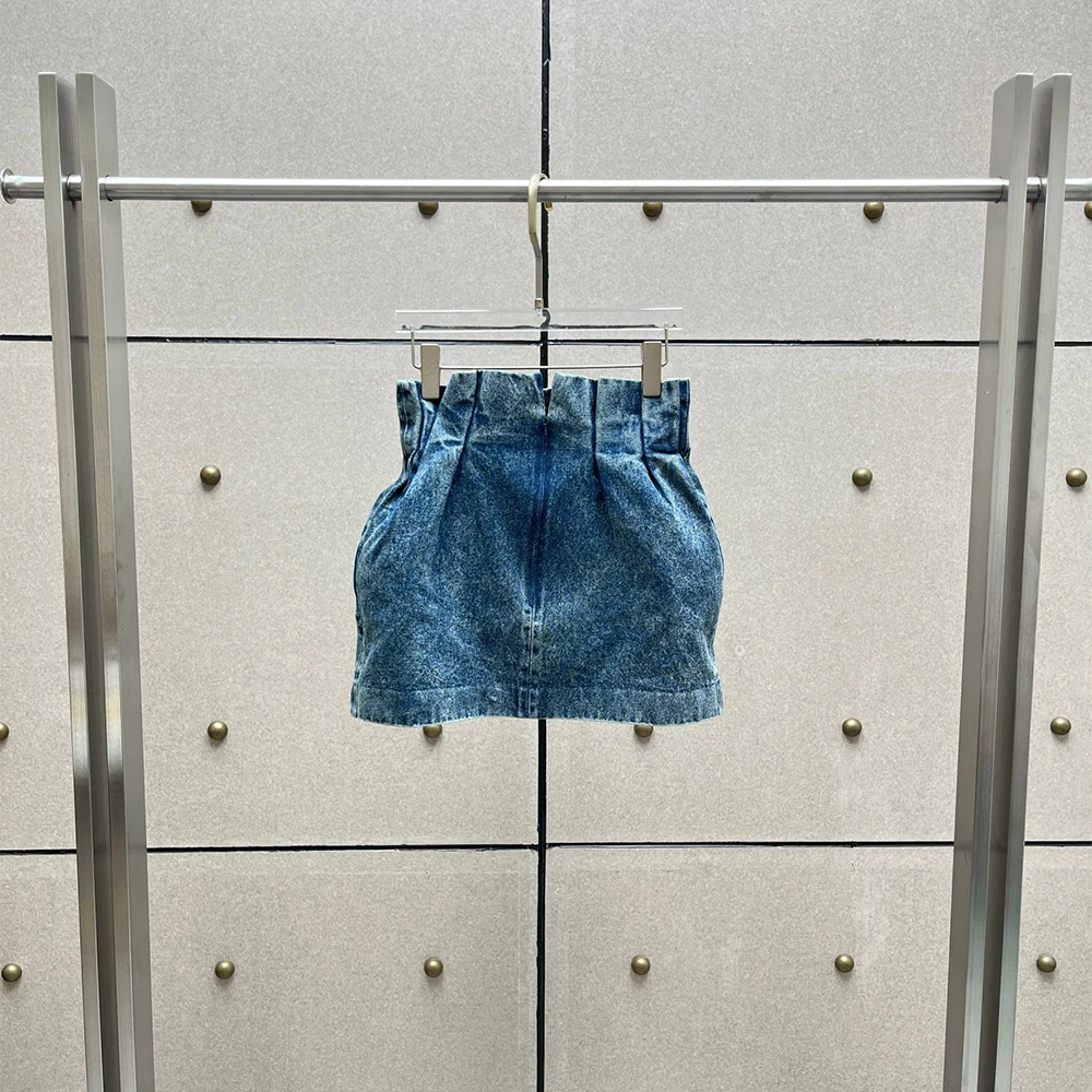 Vintage Blue Denim Mini Skirt 100% Cotton High Waist Pleated Hem Short Skirt for Women Casual Summer Streetwear New Y2K 2026
Vintage Blue Denim Mini Skirt 100% Cotton High Waist Pleated Hem Short Skirt for Women Casual Summer Streetwear New Y2K 2026