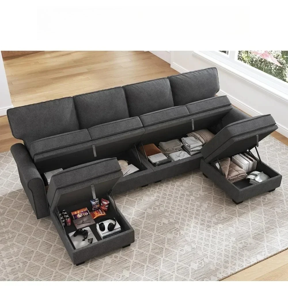 l Трансформируемый секционный диван с сиденьем для хранения U-образный секционный диван с двусторонним шезлонгом, 6-местные диваны
l Трансформируемый секционный диван с сиденьем для хранения U-образный секционный диван с двусторонним шезлонгом, 6-местные диваны