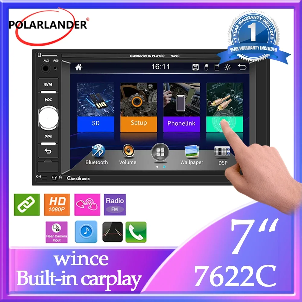  Автомобильная стереосистема Bluetooth CarPlay Android Auto 7-дюймовый сенсорный экран Система управления рулевым колесом WINCE FM Multi-Region
Автомобильная стереосистема Bluetooth CarPlay Android Auto 7-дюймовый сенсорный экран Система управления рулевым колесом WINCE FM Multi-Region