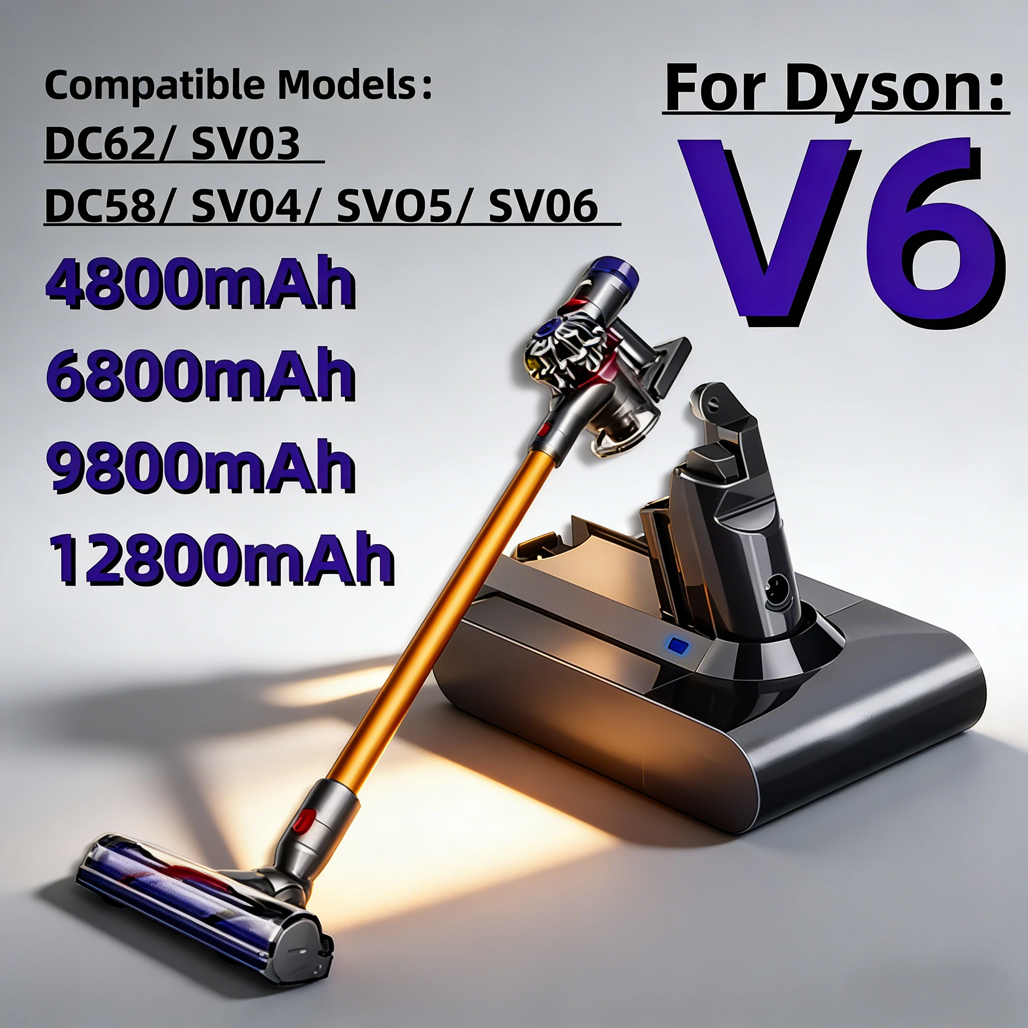 21.6V12800Ah ForDyson Battery Replacement DC62 DC59 DC58 SV03 SV04 SV09 V6 Animal Motorhead V6 Slim V6 Absolute Vacuum Batte
21.6V12800Ah ForDyson Battery Replacement DC62 DC59 DC58 SV03 SV04 SV09 V6 Animal Motorhead V6 Slim V6 Absolute Vacuum Batte