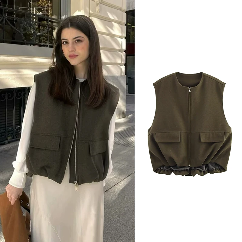 RAFZNB Women's Short Waistcoat Fashion Zipper O-Neck Sleeveless Loose Vests Coats Vintage Female Chic Vest Tops
RAFZNB Women's Short Waistcoat Fashion Zipper O-Neck Sleeveless Loose Vests Coats Vintage Female Chic Vest Tops