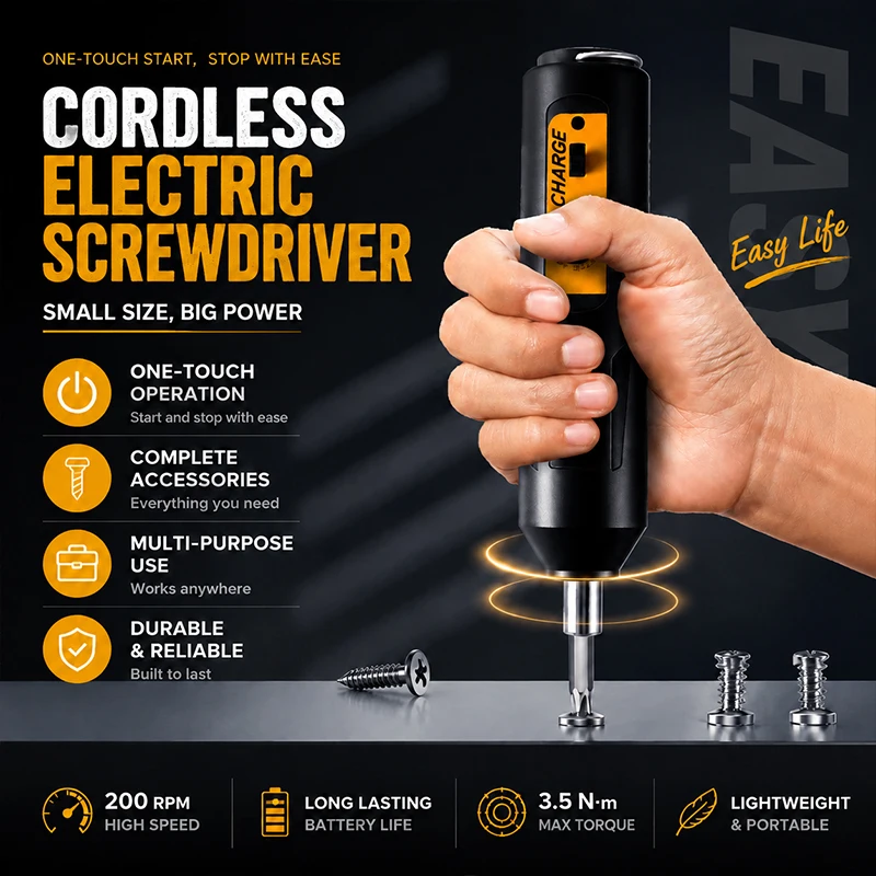 Household electric screwdriver set rechargeable compact and portable high-power body reversible screwdriver tool
Household electric screwdriver set rechargeable compact and portable high-power body reversible screwdriver tool