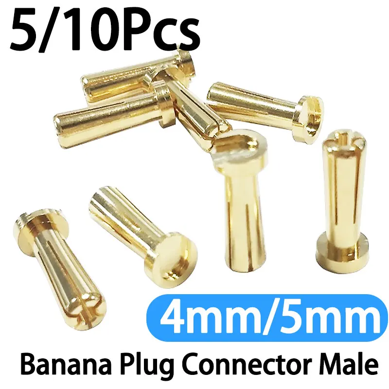 5/10pcs 4mm 5mm Quality Products Banana Plug Connector Male for RC Motor ESC Battery Part Gold Plated
5/10pcs 4mm 5mm Quality Products Banana Plug Connector Male for RC Motor ESC Battery Part Gold Plated