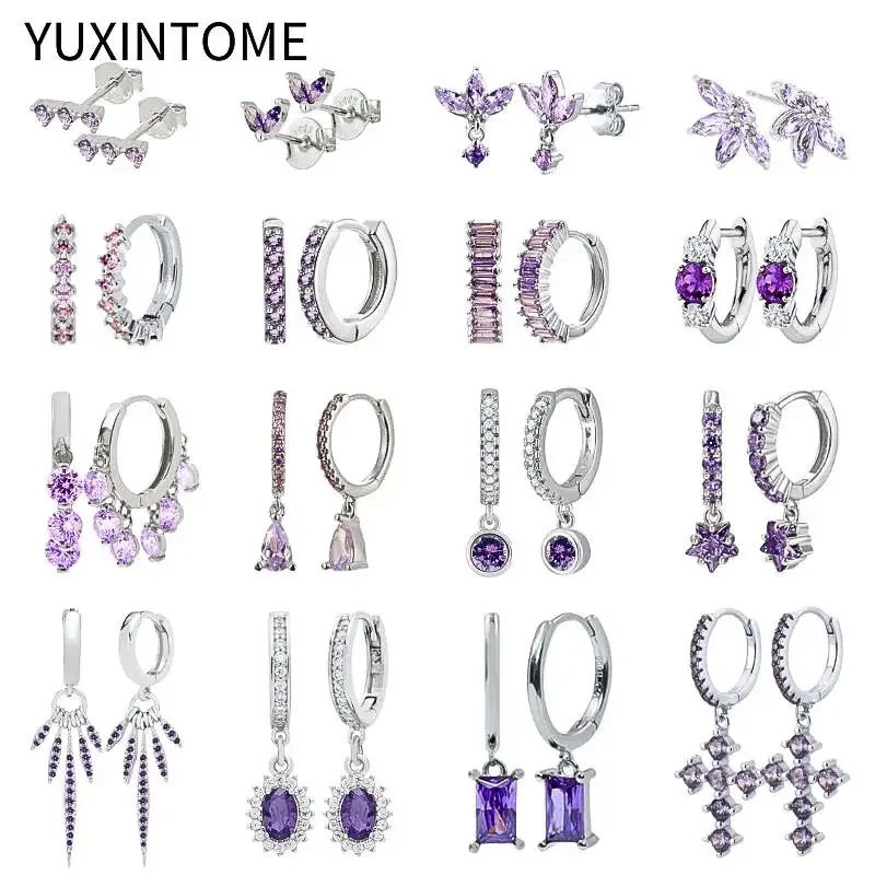 925 Sterling Silver Needle Luxury Purple Crystal Heart Stud Earrings for Women Geometry Cross Pendant Earrings Fashion Jewelry
925 Sterling Silver Needle Luxury Purple Crystal Heart Stud Earrings for Women Geometry Cross Pendant Earrings Fashion Jewelry
