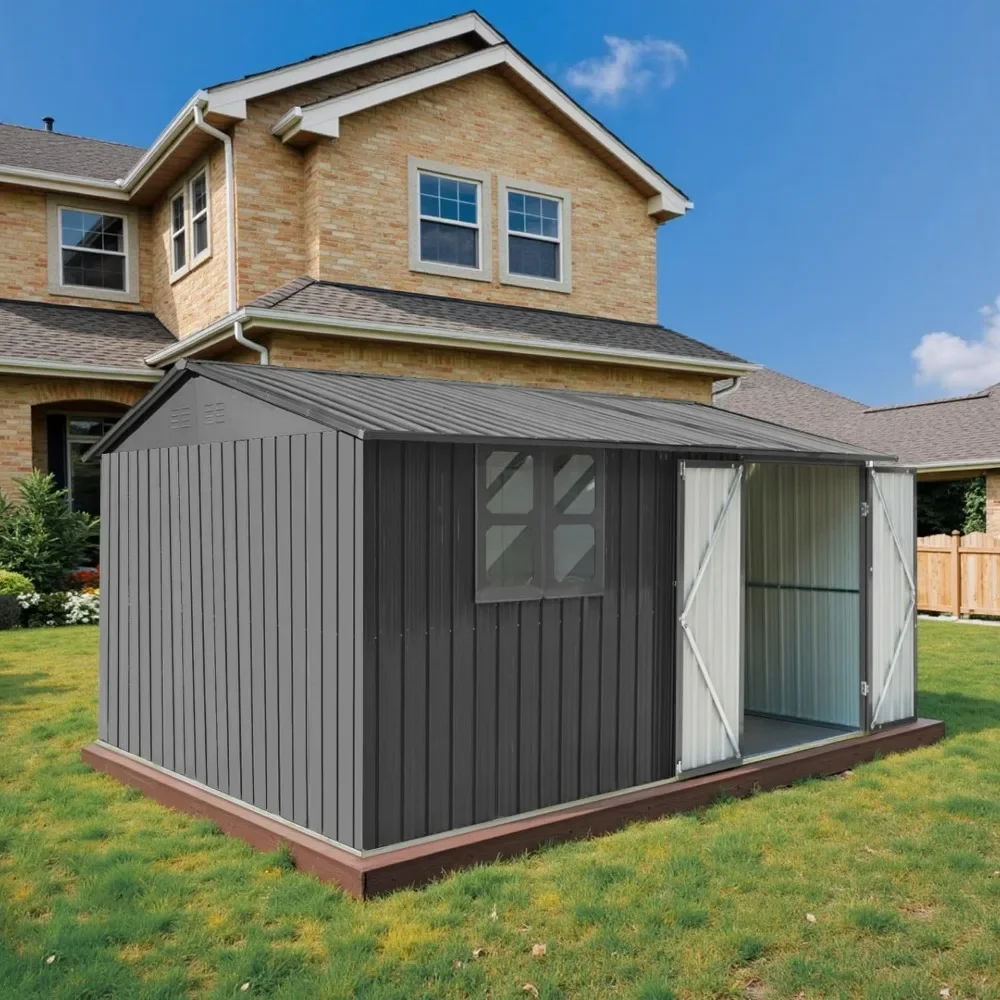 10' x 8' Large Outdoor Storage Shed, Sturdy Metal Building w/Windows & Lockable Doors for Garden, Backyard, Poolside and Lawn
10' x 8' Large Outdoor Storage Shed, Sturdy Metal Building w/Windows & Lockable Doors for Garden, Backyard, Poolside and Lawn