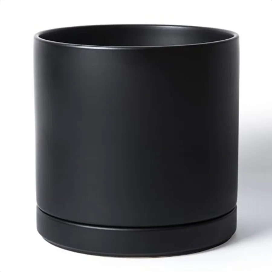 Indoor ceramic planter pot 12 inch cylinder round with drainage hole and saucer black for home decor and plant cultivation
Indoor ceramic planter pot 12 inch cylinder round with drainage hole and saucer black for home decor and plant cultivation