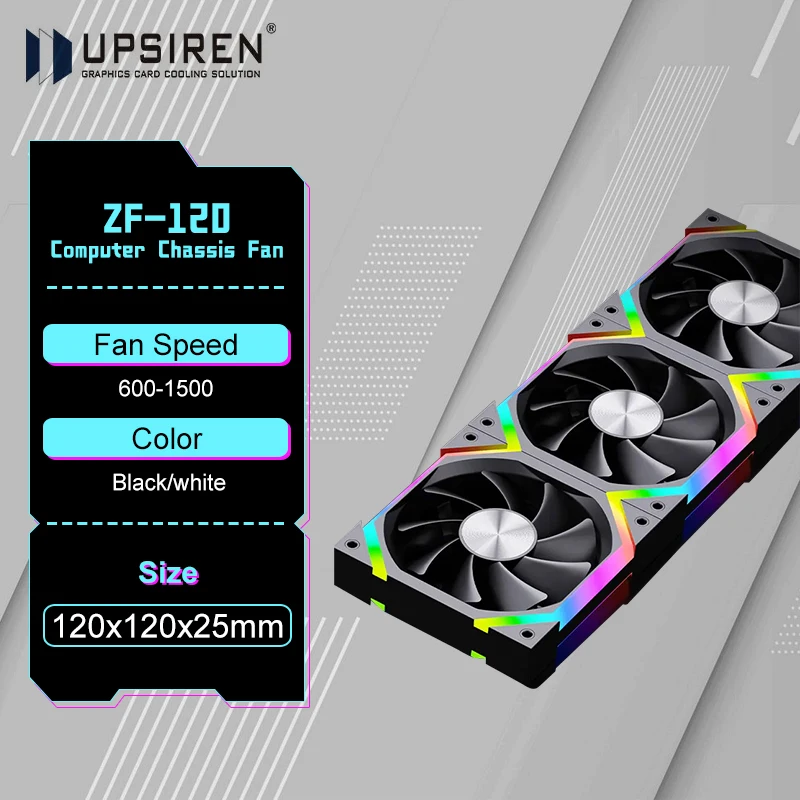 UPSIREN ZF-120 Computer Chassis Fan,12cm ARGB 4 Pin PWM Quiet Cooling Fan ,Regular /Reversed Dual mode selection
UPSIREN ZF-120 Computer Chassis Fan,12cm ARGB 4 Pin PWM Quiet Cooling Fan ,Regular /Reversed Dual mode selection